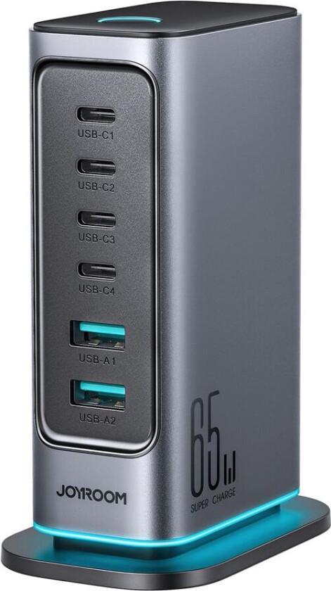 Bilde av 6 i 1 65W GaN Multi USB-lader 4 USB-C & 2 USB-A
