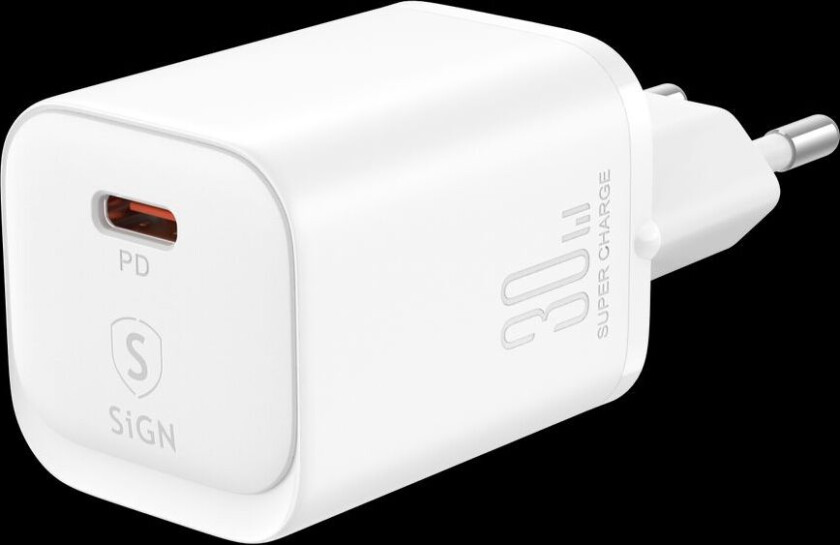Single-Port Hurtiglader, 30W - Hvit
