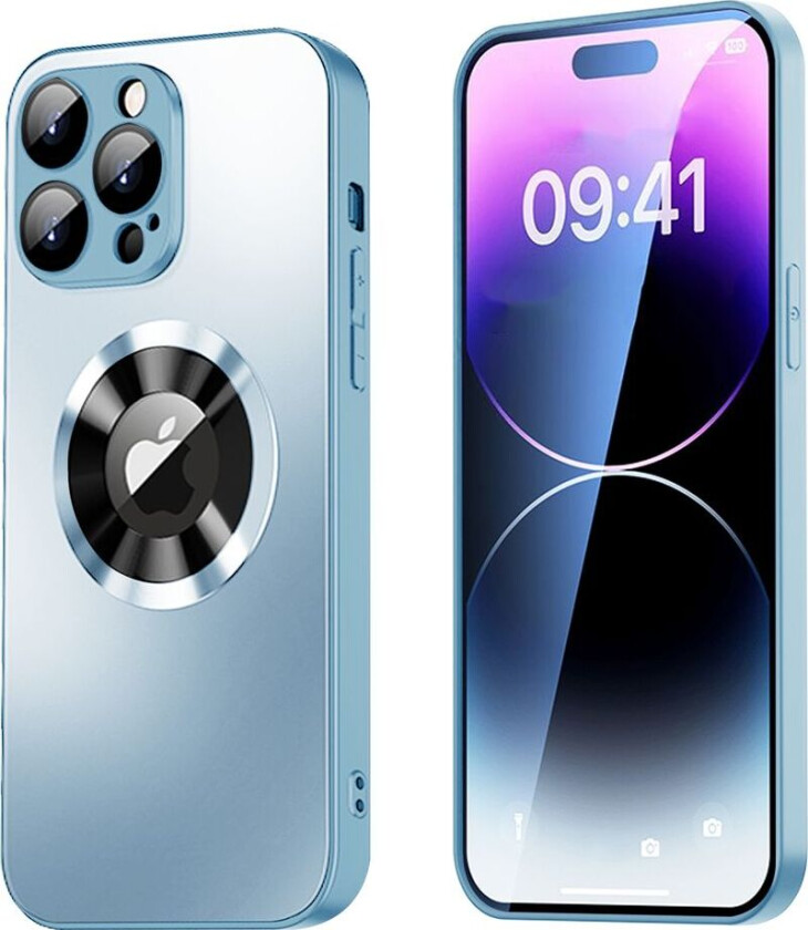 Magnetic Case iPhone 15 Pro Max med linsebeskyttelse og logovisning - Blå