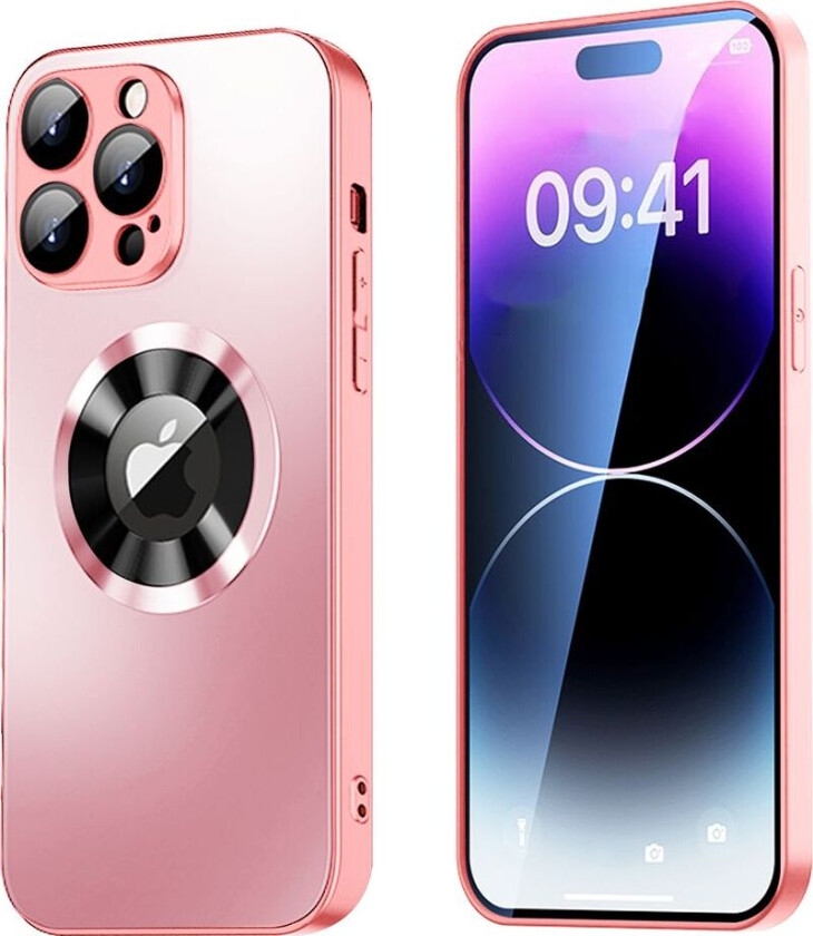 Magnetic Case iPhone 15 Pro Max med linsebeskyttelse og logovisning - Rosa