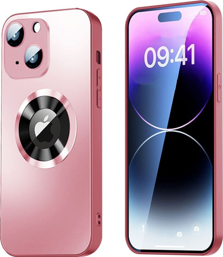 Magnetic Case iPhone 15 Plus med linsebeskyttelse og logovisning - Rosa