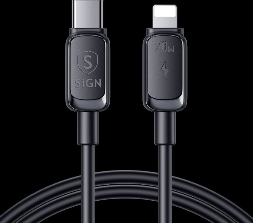 USB-C til Lightning Kabel 20W, 0.25m - Svart