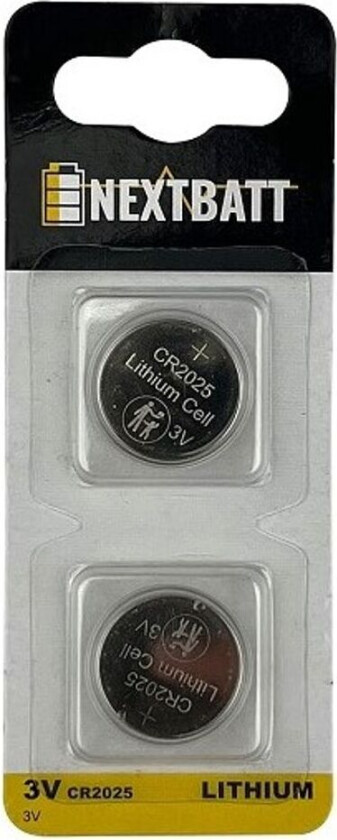 NextBatt Knappcellebatteri CR2025, 3V - 2-pak