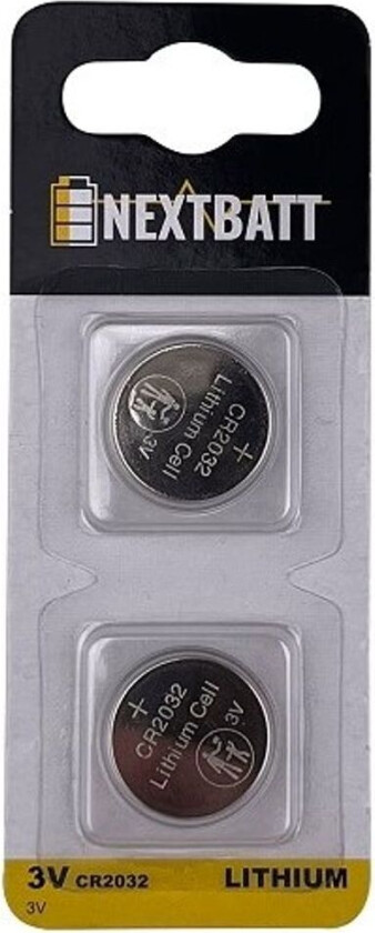 NextBatt Knappcellebatteri CR2032, 3V - 2-pak