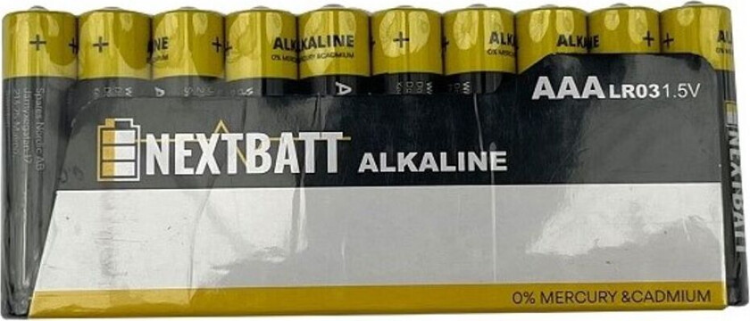 NextBatt Batteri AAA/LR03, 1.5V, Alkalisk - 20-pakning