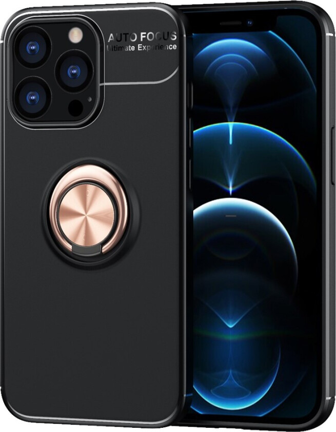 Anti-Fall Deksel med Ringholder til iPhone 13 Pro - Svart/Gull