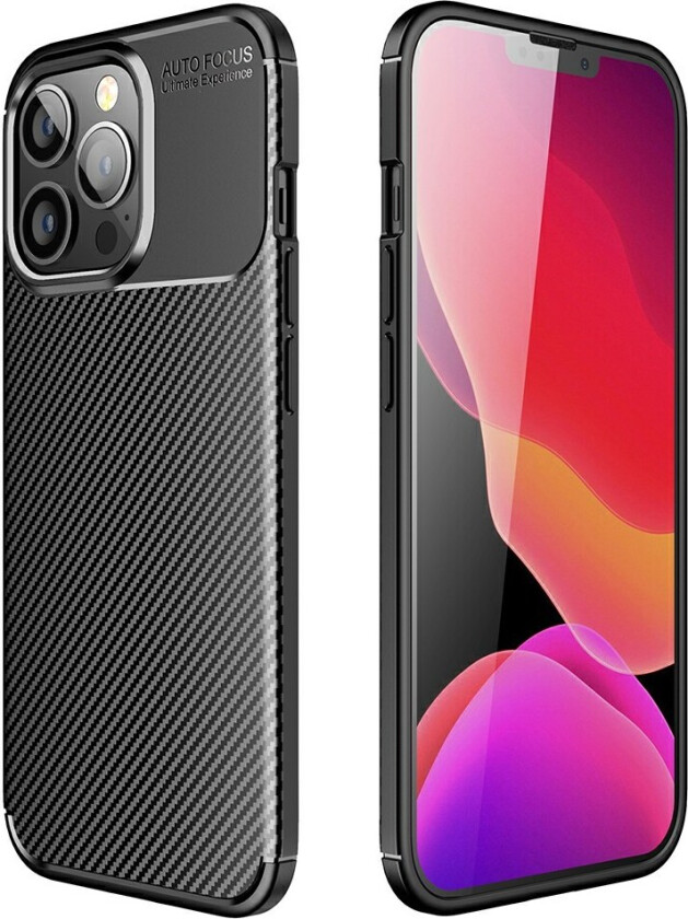 Carbon Fiber Texture Deksel til iPhone 13 Pro - Svart