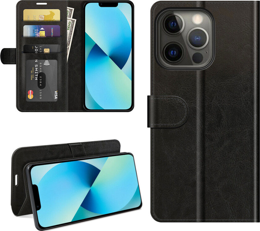 Lommeboketui for iPhone 13 Pro Max - Svart