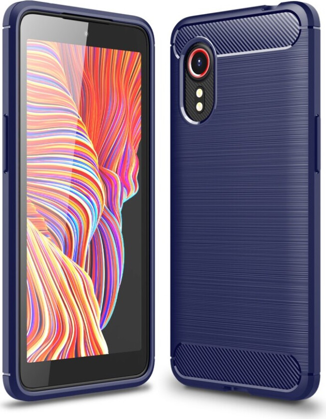 Brushed Carbon Fiber Deksel for Samsung Galaxy Xcover 5 - Blå