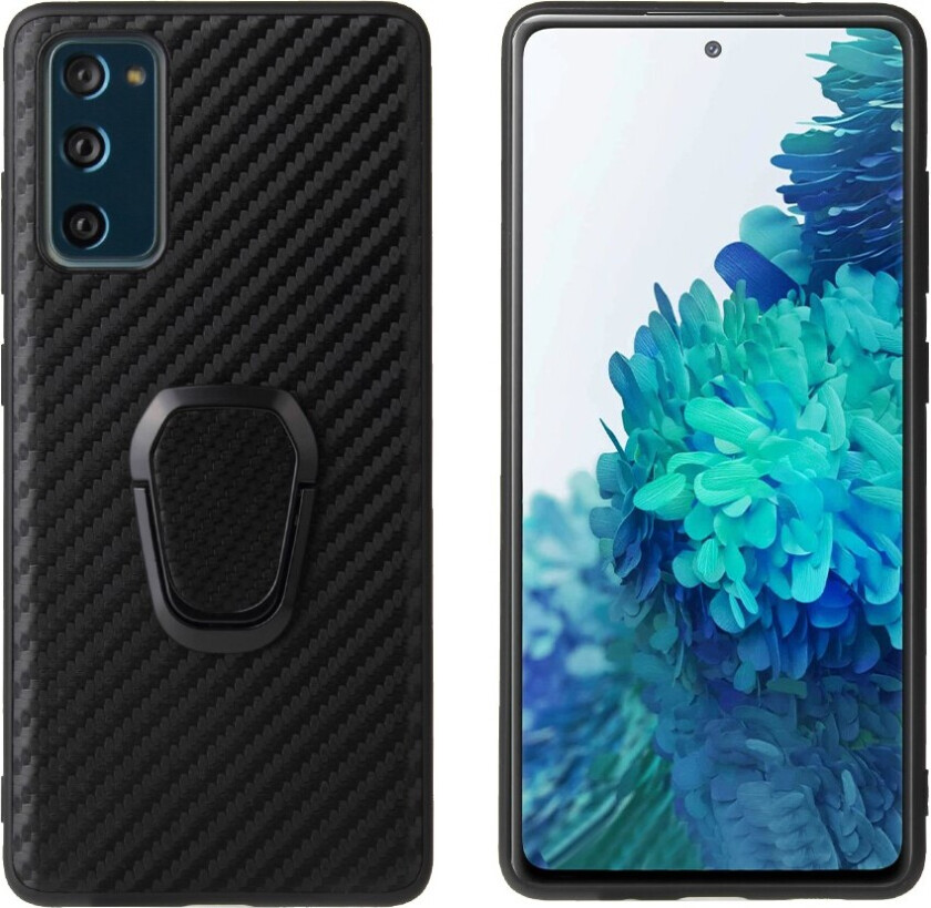 Deksel med Ringholder for Samsung Galaxy S20 FE - Carbon Fiber Texture
