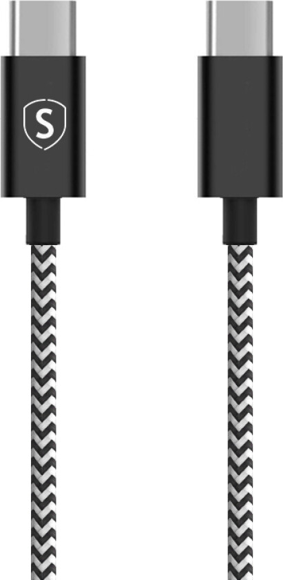 Skin USB-C til USB-C kabel 2.1A, 0.25m - Svart/Hvit