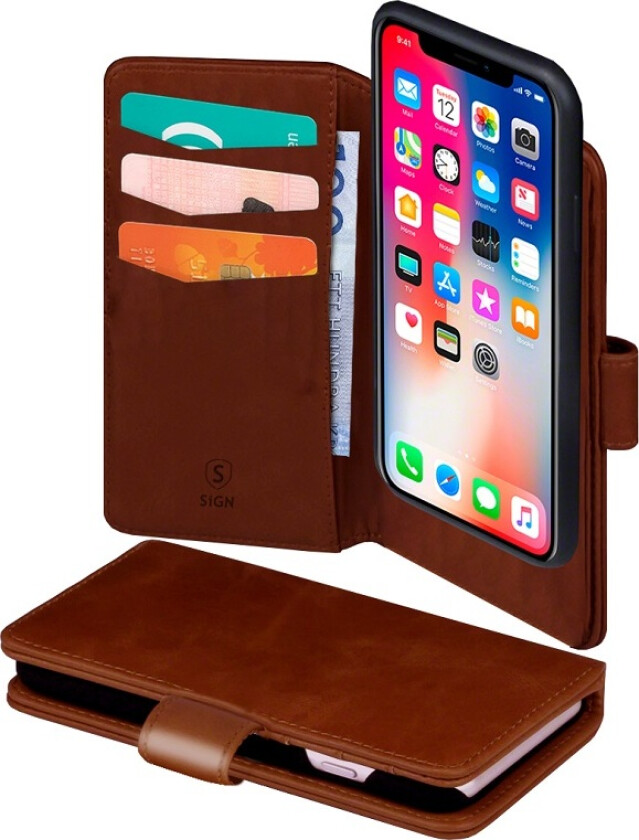 Lommeboketui 2-in-1 for iPhone X & XS - Brun