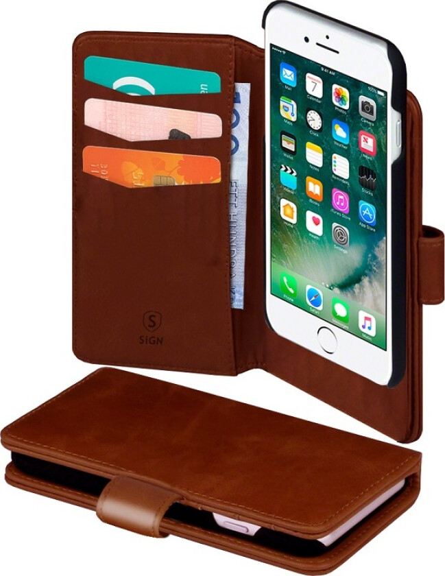 Lommeboketui 2-in-1 for iPhone 6-6S-7-8 Plus - Brun