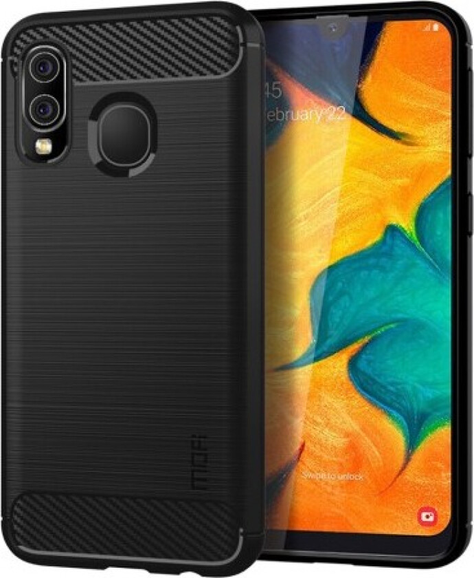 Mofi Deksel i Karbonfiber Design for Samsung Galaxy A40 - Black