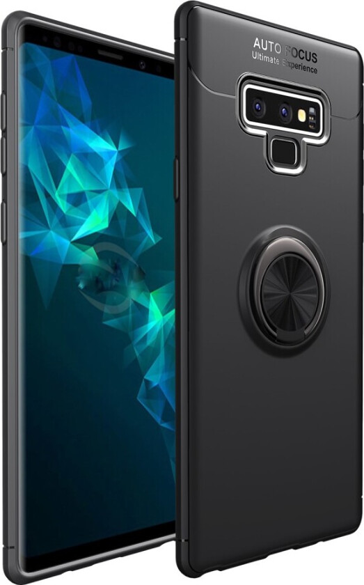 Magnetiskt Deksel med Ring + Stativ for Samsung Galaxy Note 9 - Svart