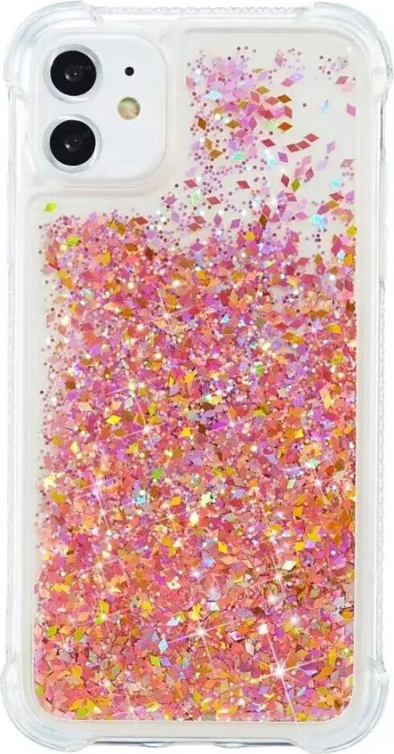 iPhone 12 / 12 Pro Plastikkdeksel m. Glitter - Gjennomsiktig / Oransje