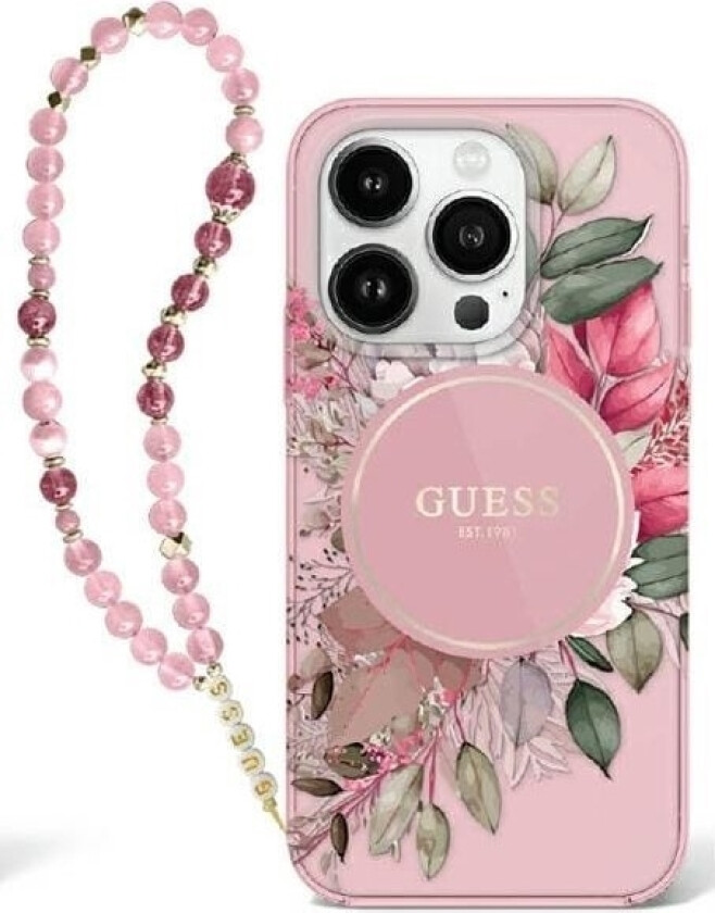 Iml Flowers With Pearl Strap Magsafe Apple Iphone 16 Plus-Deksel - Telefondeksel I Rosa Farge