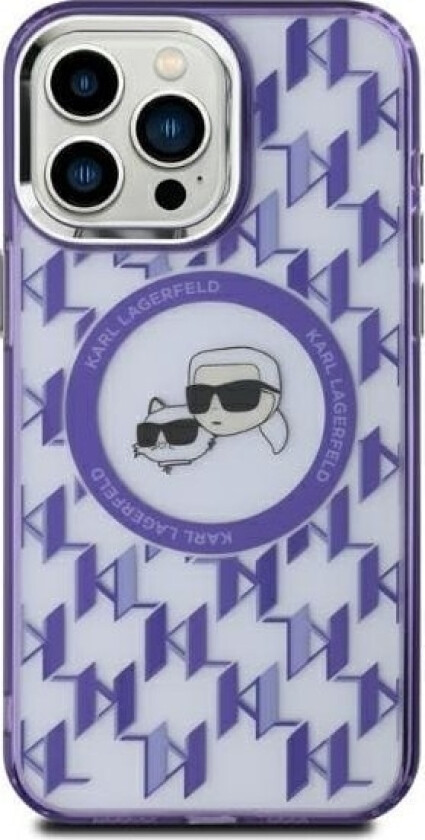 Apple Iphone 15 Karl Lagerfeld Iml Monogram Karl&Choupette Head Magsafe (Klhmp15shmckmhu) Telefondeksel Lilla