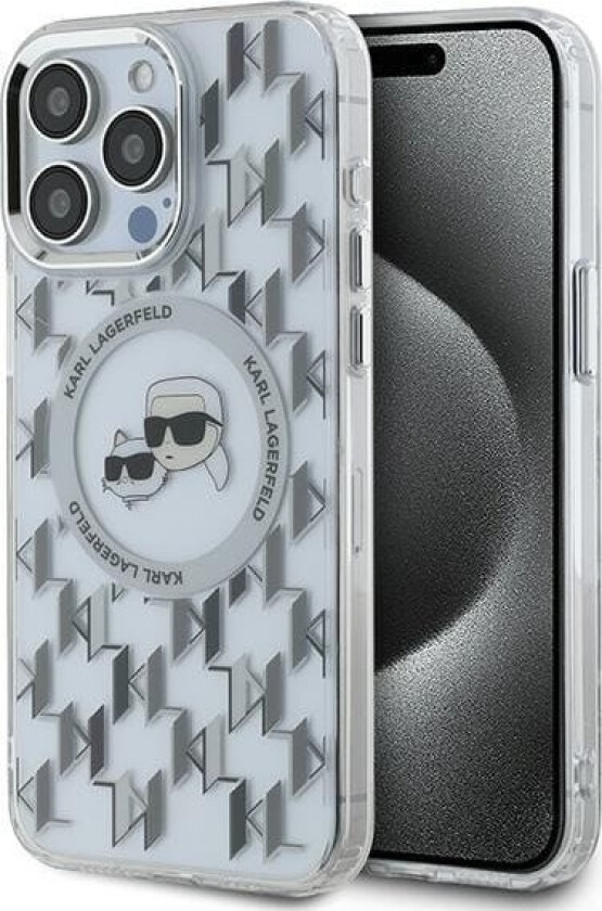 Apple Iphone 15 Pro Karl Lagerfeld Iml Monogram Karl&Choupette Head Magsafe (Klhmp15lhmckmht) Telefondeksel Gjennomsiktig