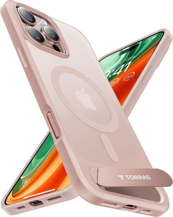 iPhone 16 Pro Hybrid Deksel med Ståfunksjon - MagSafe Kompatibel - Rose Gold