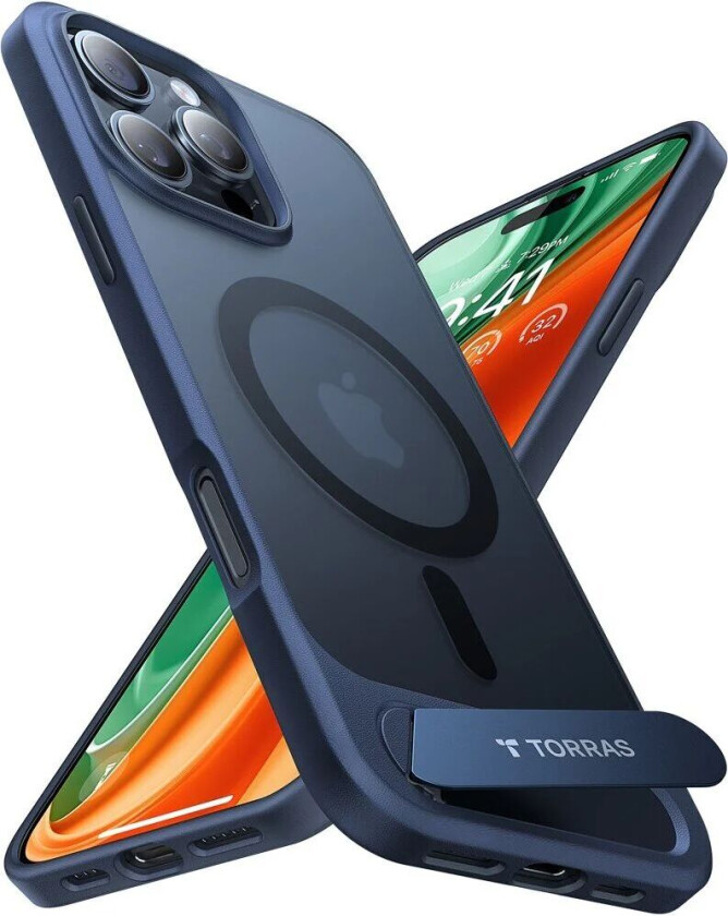 iPhone 16 Pro Hybrid Deksel med Ståfunksjon - MagSafe Kompatibel - Blå