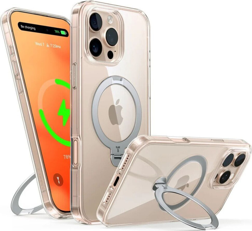 iPhone 16 Pro Max Hybrid Plastdeksel med Ståfunksjon - MagSafe-kompatibel - Gjennomsiktig