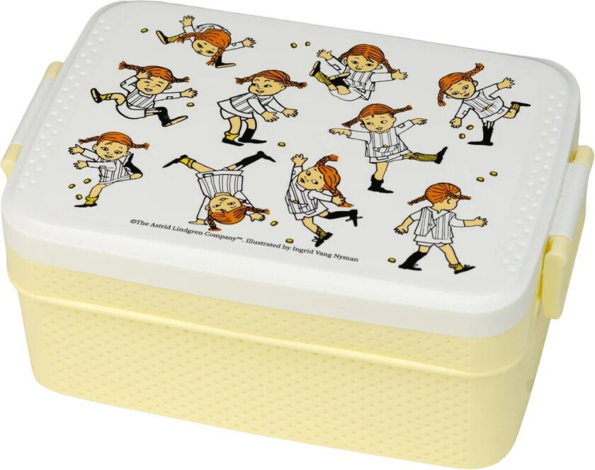 Pippi Sirkus matboks 8x18,5 cm Gul-hvit