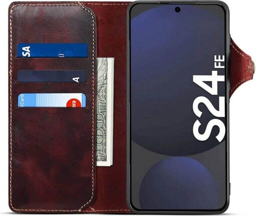 Denior mobildeksel lær Samsung Galaxy S24 FE - Okseblod