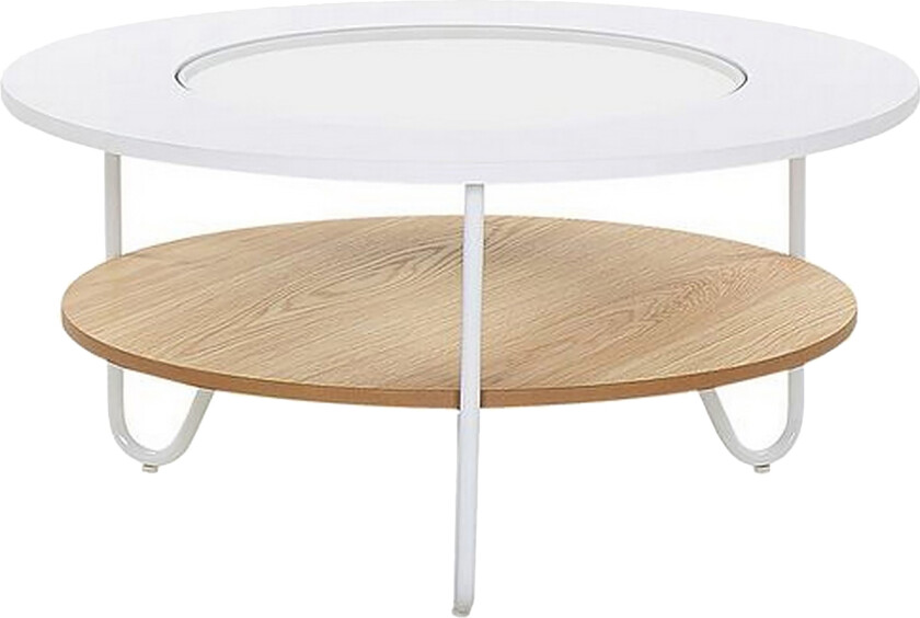 Chicoja Sofabord 80 cm Rund - Hvit/Lysebrun