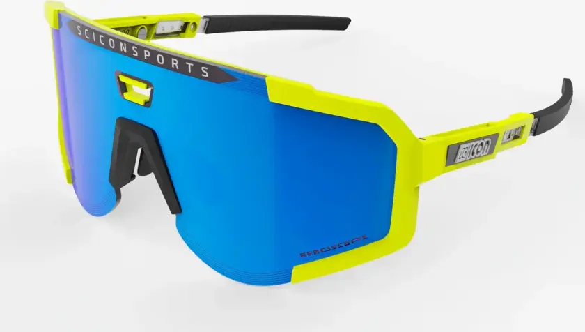 Aeroscope sykkelbriller neongul fluo/multimirror blue