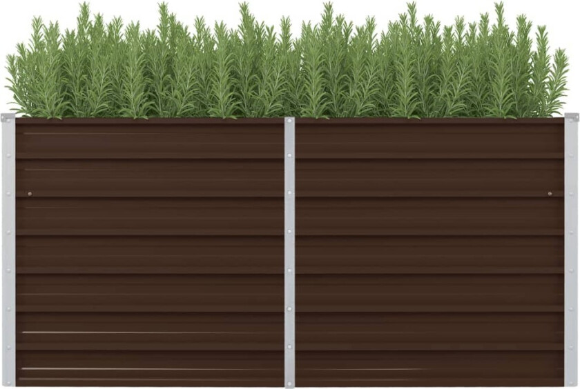 Hevet blomsterkasse brun 160x80x77 cm galvanisert stål