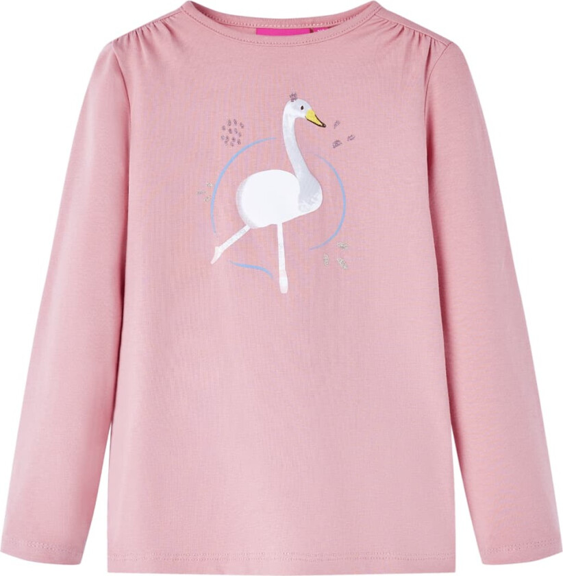 T-skjorte for barn med lange ermer lyserosa 104