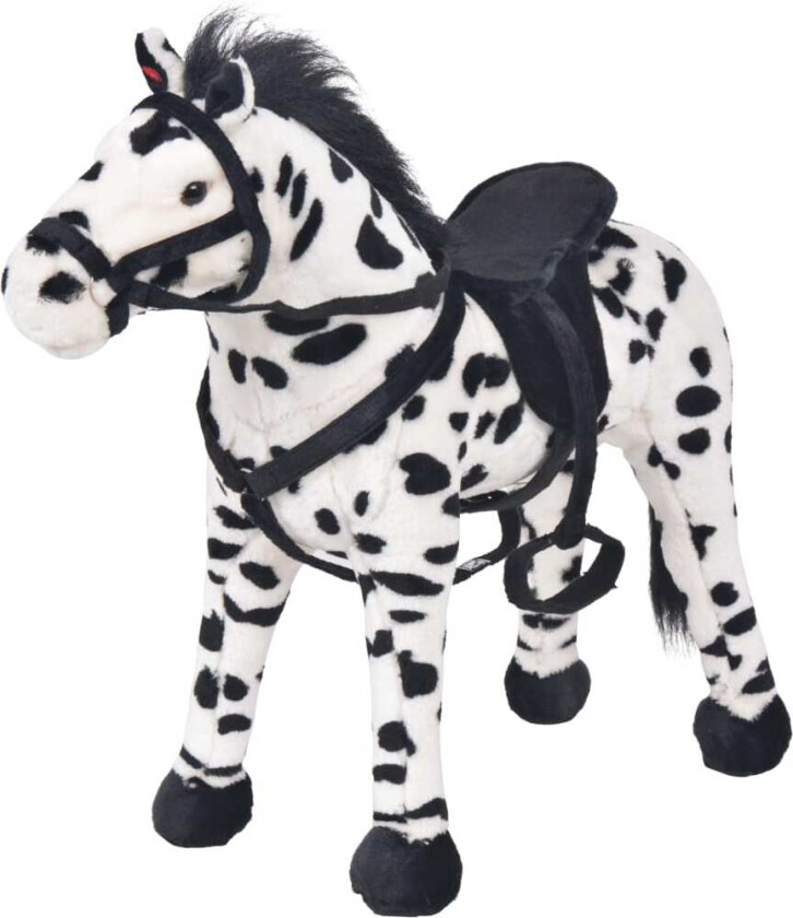 Bilde av Stående lekehest plysj svart og hvit XXL