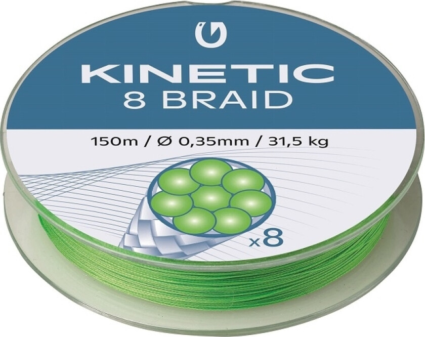 Bilde av Kinetic 8 Braid 150m 0,30mm/23,8kg Fluo Green