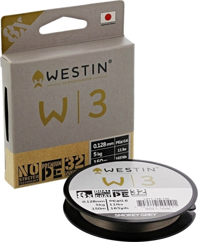 Westin W3 8 Braid Smokey Grey 150m 0,165mm 7,9kg