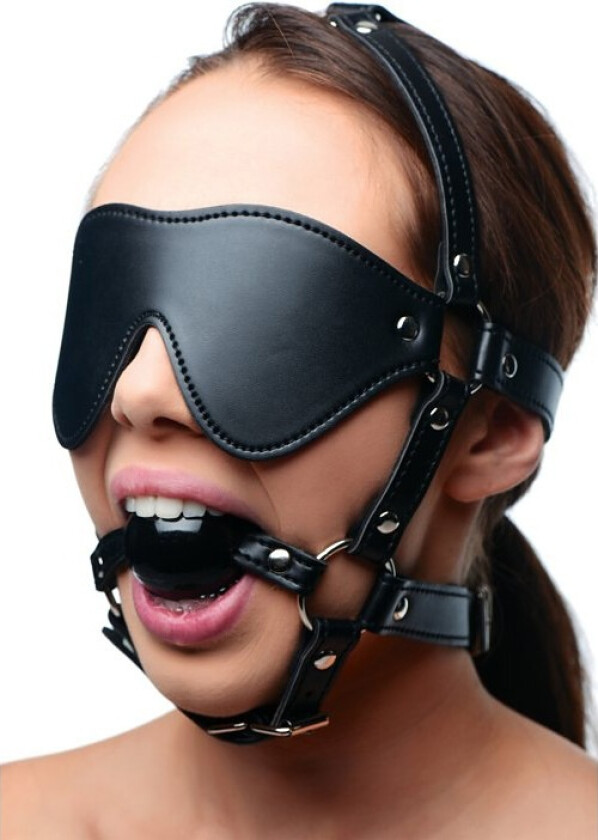Strict: Blindfold Harness + Ball Gag
