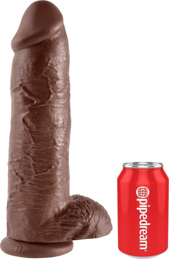 King Cock: Realistic Dildo with Balls, 31 cm, mørk