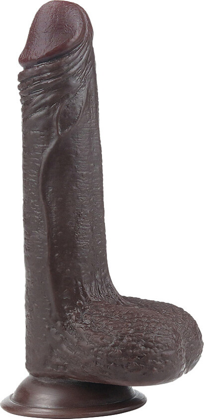 LoveToy: Sliding-Skin Dildo, 17.5 cm, mørk