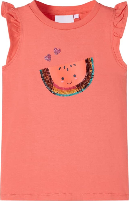 T-skjorte for barn med volangermer korall 140