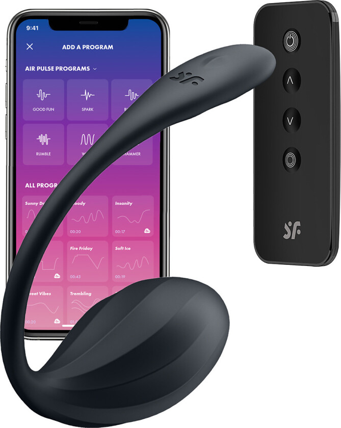 Satisfyer Connect: Ribbed Petal, Wearable Vibrator, svart