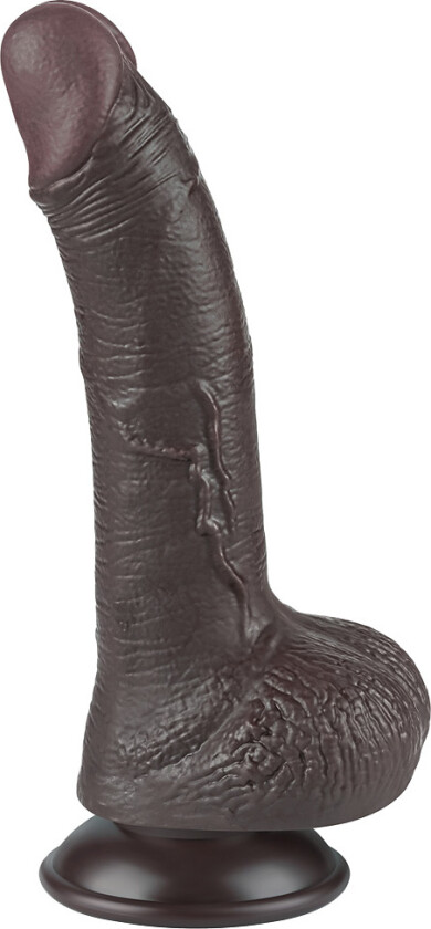 LoveToy: Sliding-Skin Dildo, 19.5 cm, mørk