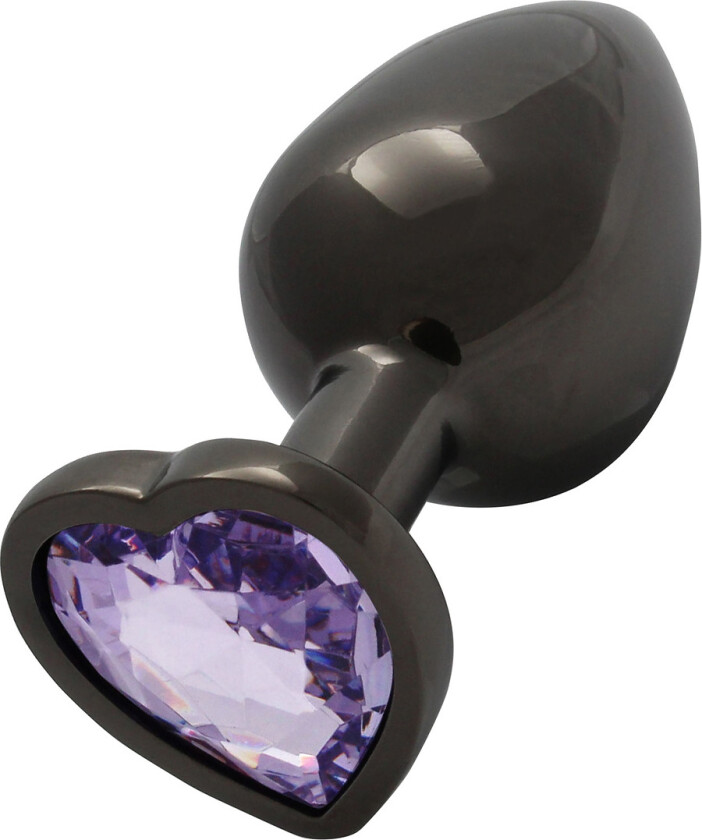 Ouch!: Heart Gem Metal Butt Plug, medium, grå