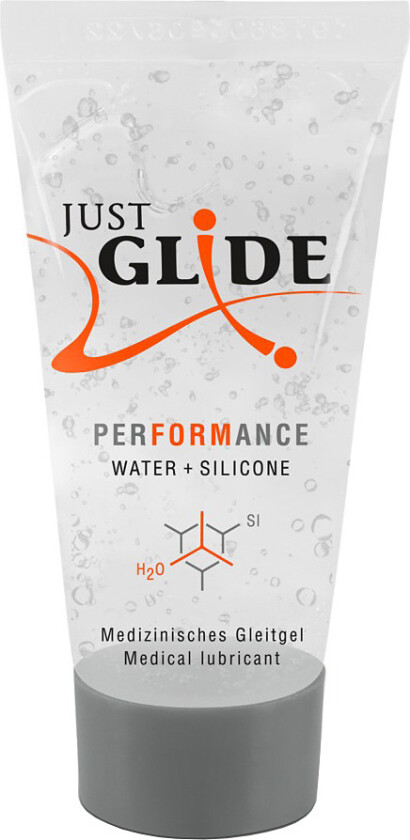 Just Glide: Performance, Vann- och Silikonbasert Glidemiddel, 20 ml