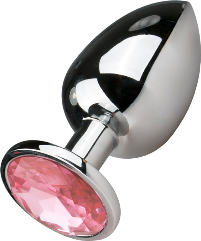 EasyToys: Metal Butt Plug No. 6 with Crystal, large, sølv/rosa