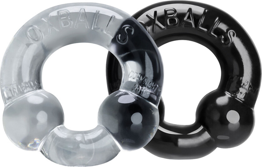Oxballs: Ultraballs, 2 Piece Cockring Set, svart/gjennomsiktig