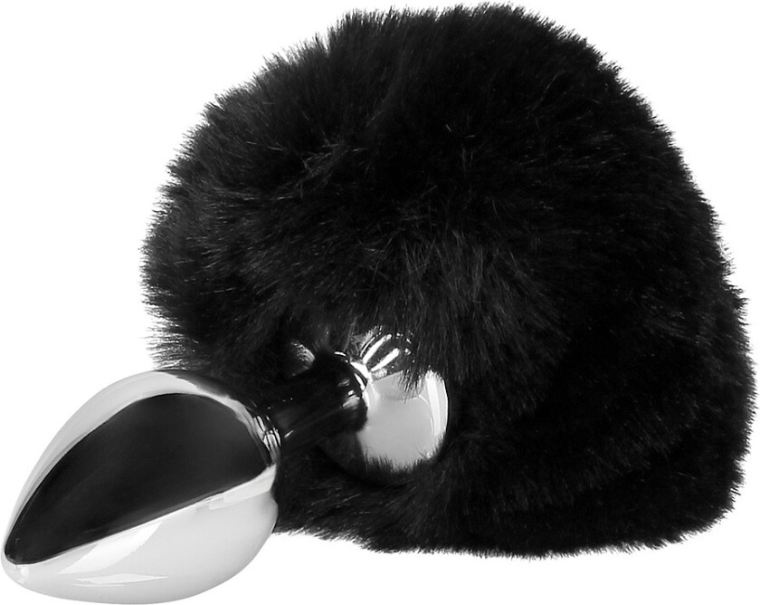 Ouch!: Bunny Tail with Metal Butt Plug, svart