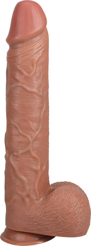 RealRock: Extra Long Realistic Dildo, 38 cm, mørk
