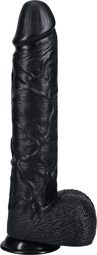 RealRock: Extra Long Realistic Dildo, 38 cm, svart