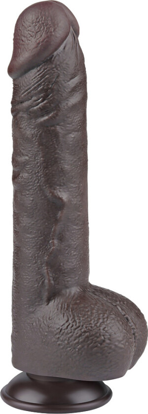 LoveToy: Sliding-Skin Dildo, 24 cm, mørk