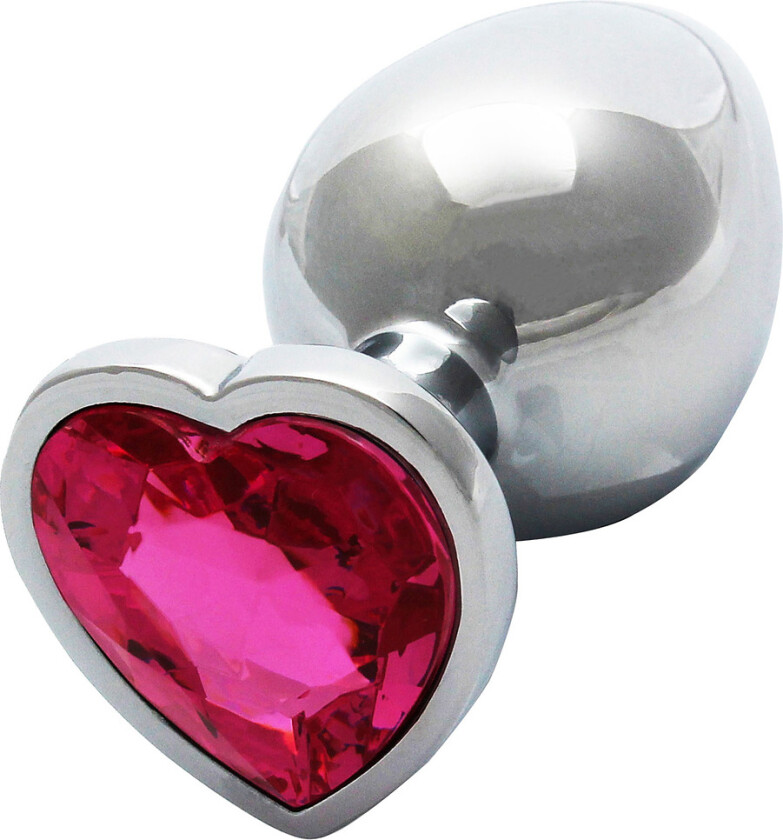 Ouch!: Heart Gem Metal Butt Plug, medium, sølv